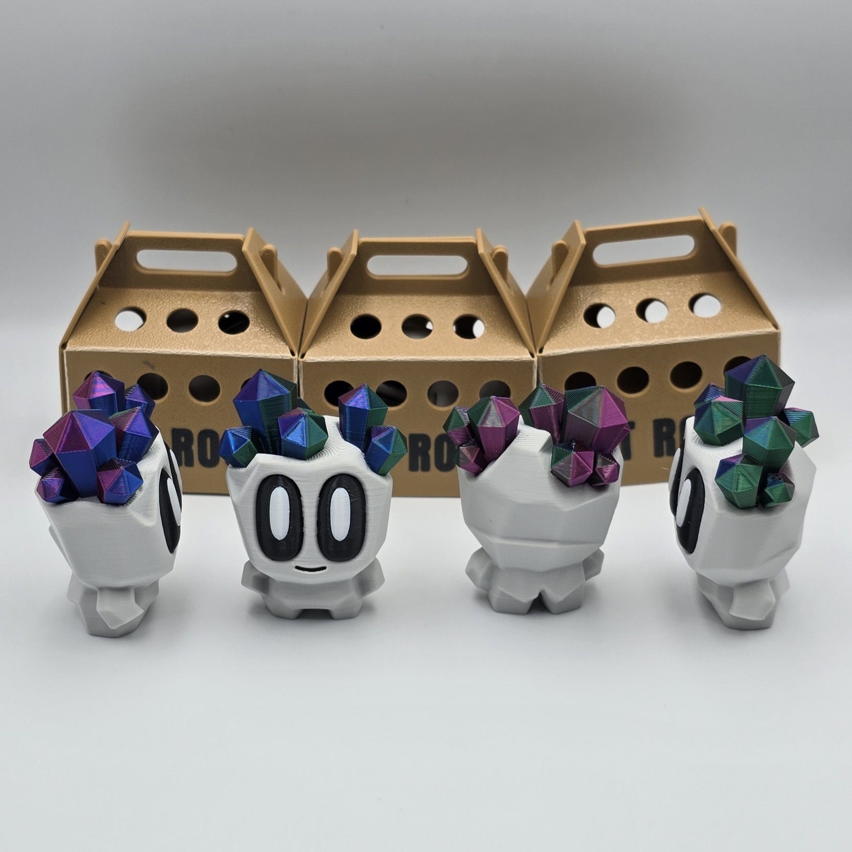 Crystal Pet Rock with Carrying Crate – 3D Printed, designed by Blob Lab