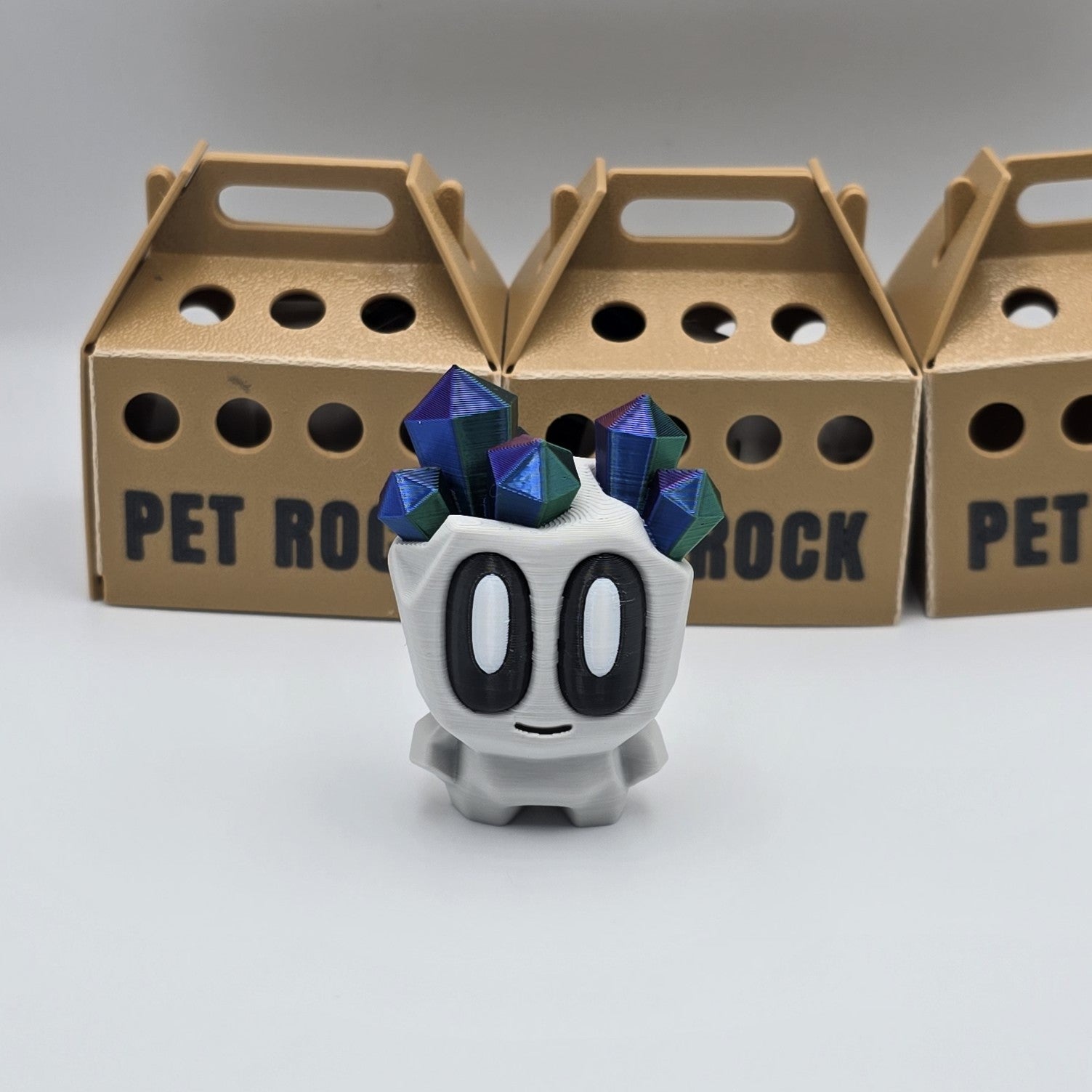 Crystal Pet Rock with Carrying Crate – 3D Printed, designed by Blob Lab