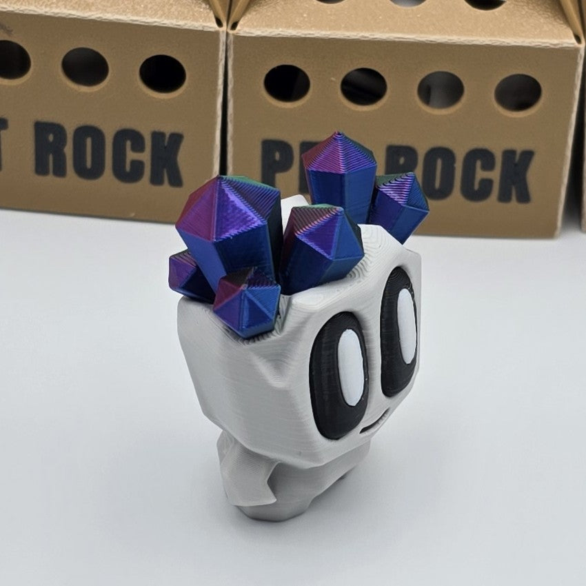 Crystal Pet Rock with Carrying Crate – 3D Printed, designed by Blob Lab